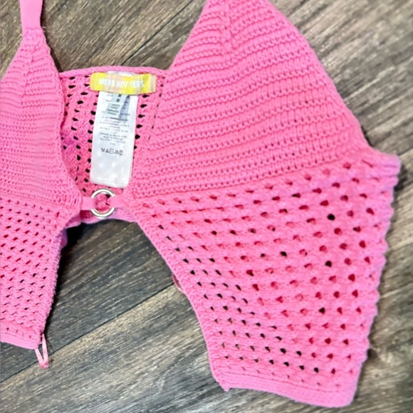 UO Goldie Knit Cami Top pink crochet Festival Urban Outfitters - Picture 3 of 11